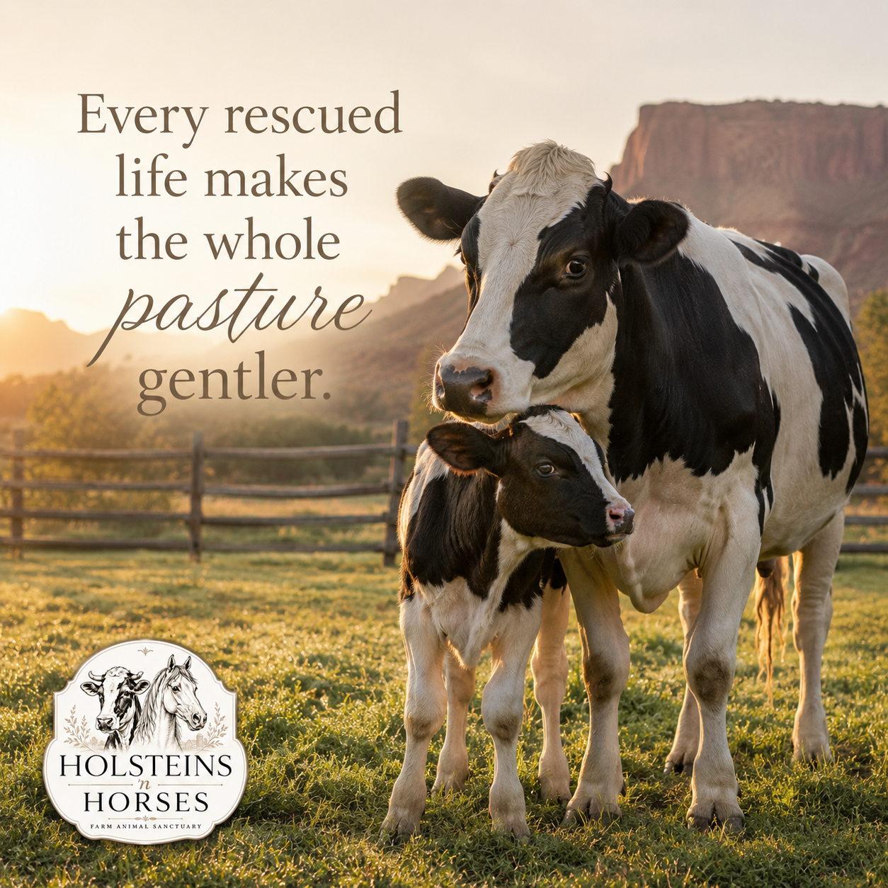 Animals and people connecting through sanctuary life