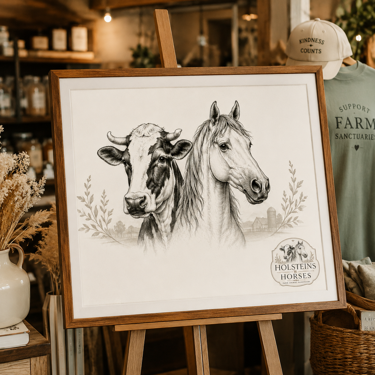 Cow & Horse Art Print